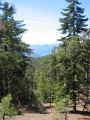 Lake Pillsbury appears as we gain elevation